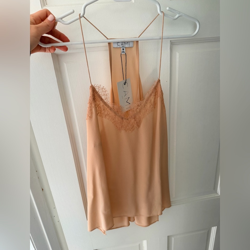Cami NYC Camel Silk Lace Cami Top